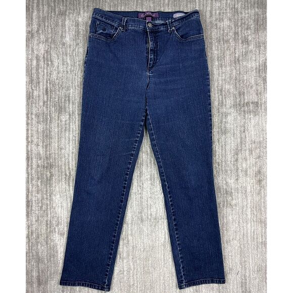 Gloria Vanderbilt Jeans Womens 12 Blue Amanda High‎ Rise Straight Cut Denim - Picture 1 of 7